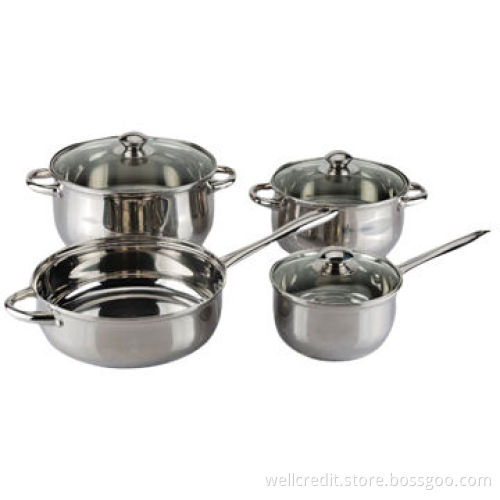 Good-quality 7pcs stainless steel cookware set with S/S handle and knob